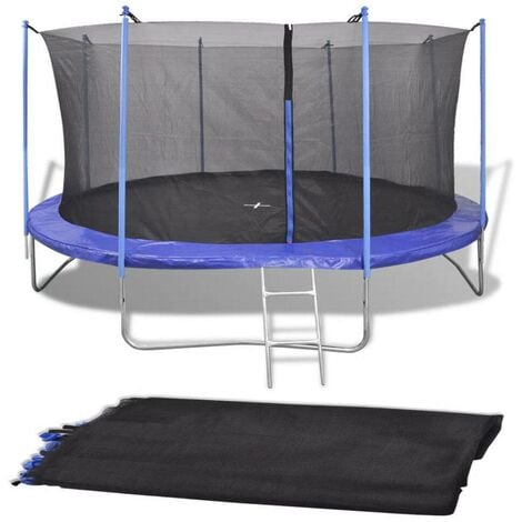 Hommoo Filet de securite pour trampoline rond 3,96 m PE Noir HDV04292