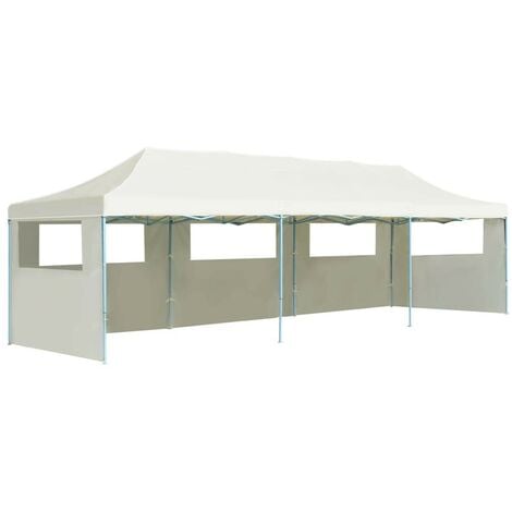 Hommoo Folding Pop-up Party Tent with 5 Sidewalls 3x9 m Cream VD29141