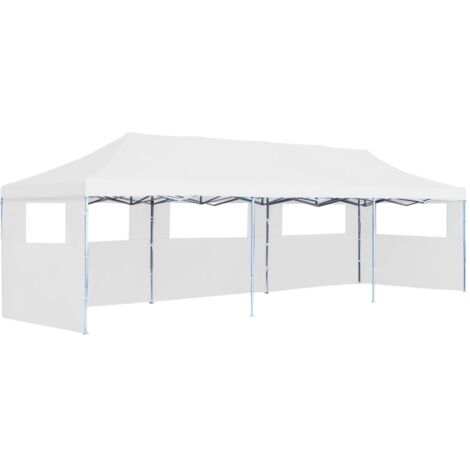 Hommoo Folding Pop-up Party Tent with 5 Sidewalls 3x9 m White VD46734