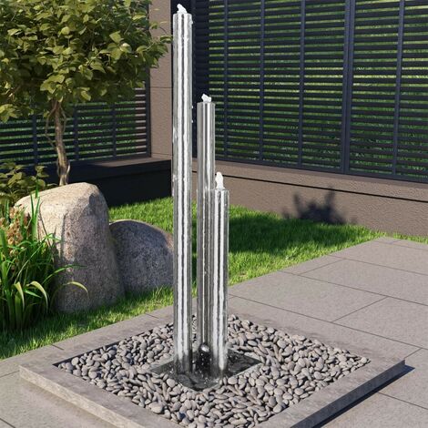 Hommoo Fontaine de jardin Argente 48x34x153 cm Acier inoxydable