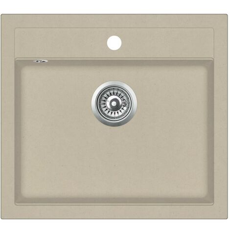 Hommoo Fregadero de cocina de granito con un seno beige
