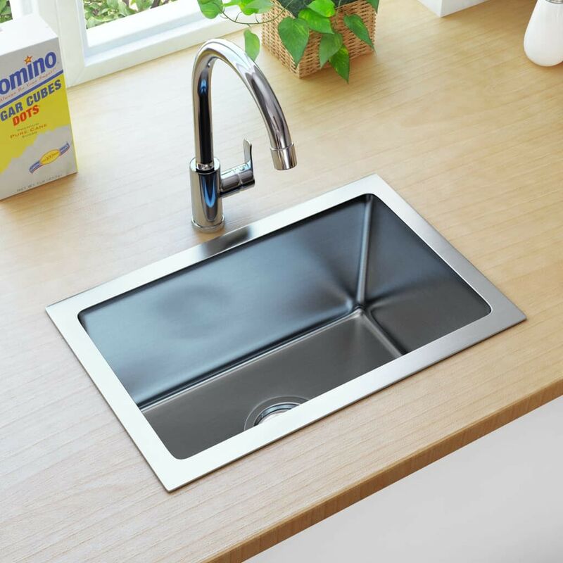 

Hommoo Fregadero de cocina hecho a mano con colador acero inoxidable