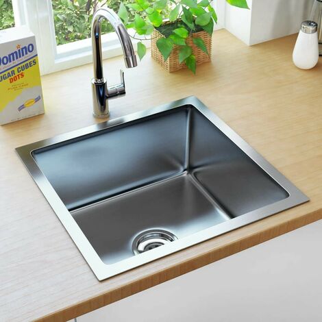 Hommoo Fregadero de cocina hecho a mano con colador acero inoxidable