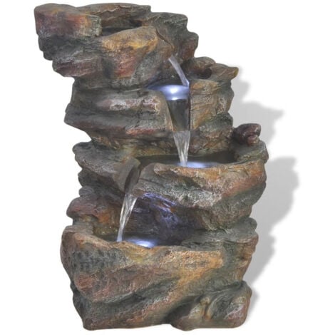 Hommoo Fuente de agua para interior con luz LED poliresina