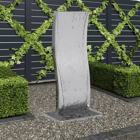 Hommoo Fuente de jardin curvada con bomba acero inoxidable 90 cm