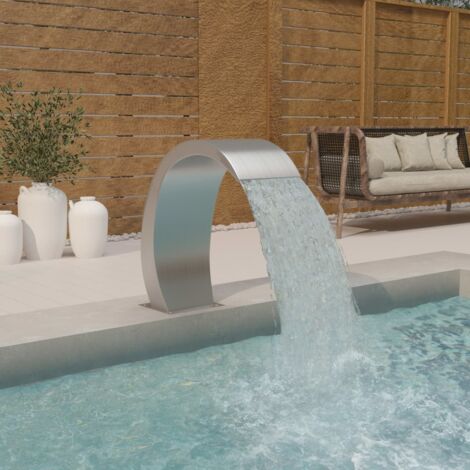 Hommoo Fuente de piscina con LED de acero inoxidable 304 22x60x70 cm
