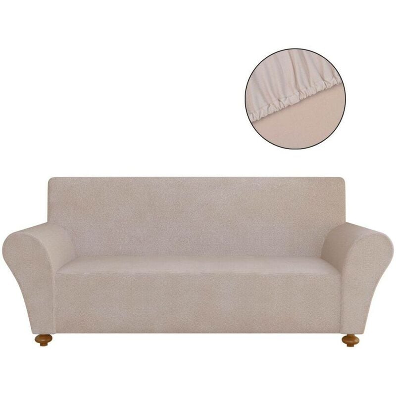 

funda elástica de tela jersey de poliéster beige para sofá - Hommoo