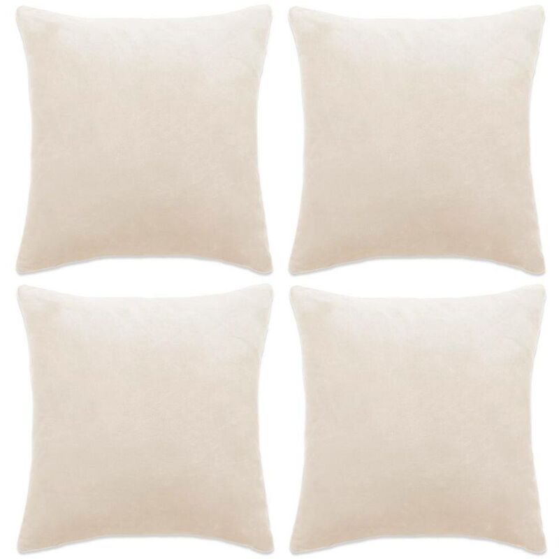 

Fundas de cojín de terciopelo 40x40 cm blanco crudo 4 unidades - Hommoo