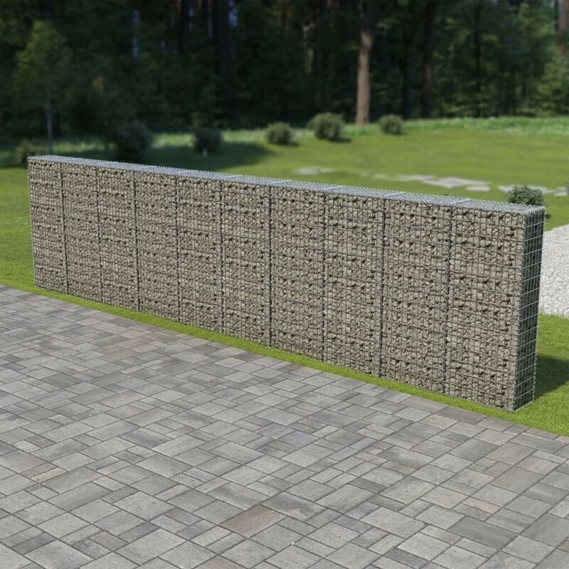 Gabion Wall with Covers Galvanised Steel 600x30x150 cm VD05488 - Hommoo