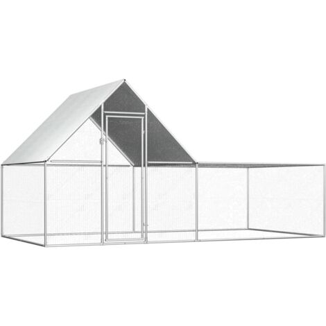 Hommoo Gallinero de acero galvanizado 4x2x2 m