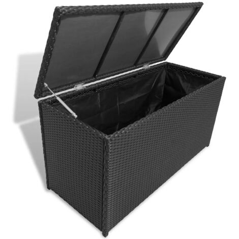 Hommoo Garden Storage Box Black 120x50x60 cm Poly Rattan