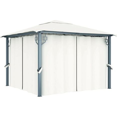 Hommoo Gazebo with Curtain 300x300 cm Cream VD46261