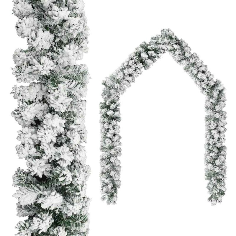 

Guirnalda de Navidad con nieve flocada verde 5 m PVC - Hommoo
