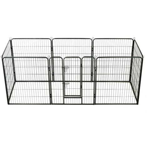 Hommoo Hunde-Laufgitter 8 Paneele Stahl 80 x 100 cm Schwarz