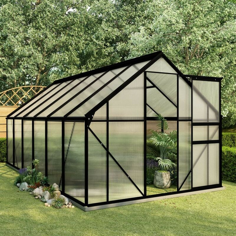 Hommoo - Invernadero con estructura de aluminio gris antracita 22,5 m³