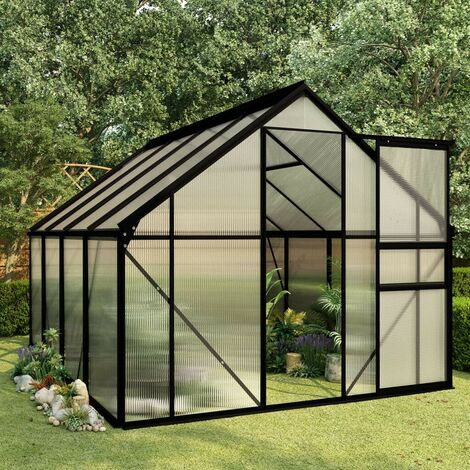 Hommoo Invernadero de aluminio gris antracita 4,75 m²