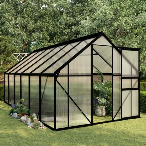 Hommoo Invernadero de aluminio gris antracita 7,03 m²