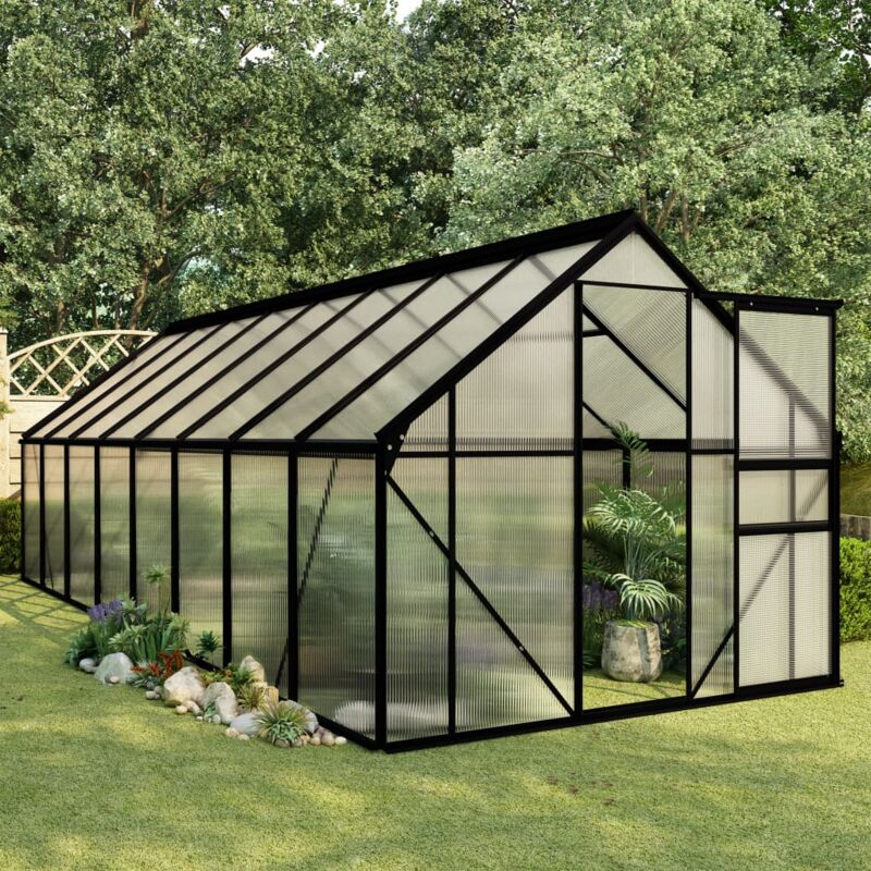 

Invernadero de aluminio gris antracita 9,31 m2 - Hommoo