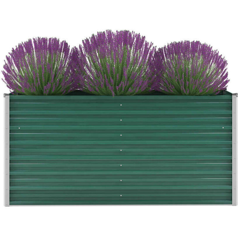 

Hommoo Jardinera de jardín de acero galvanizado 160x40x77 cm verde