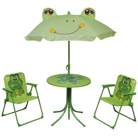 Hommoo Jeu de bistro avec parasol pour enfants 3 pcs Vert HDV26723