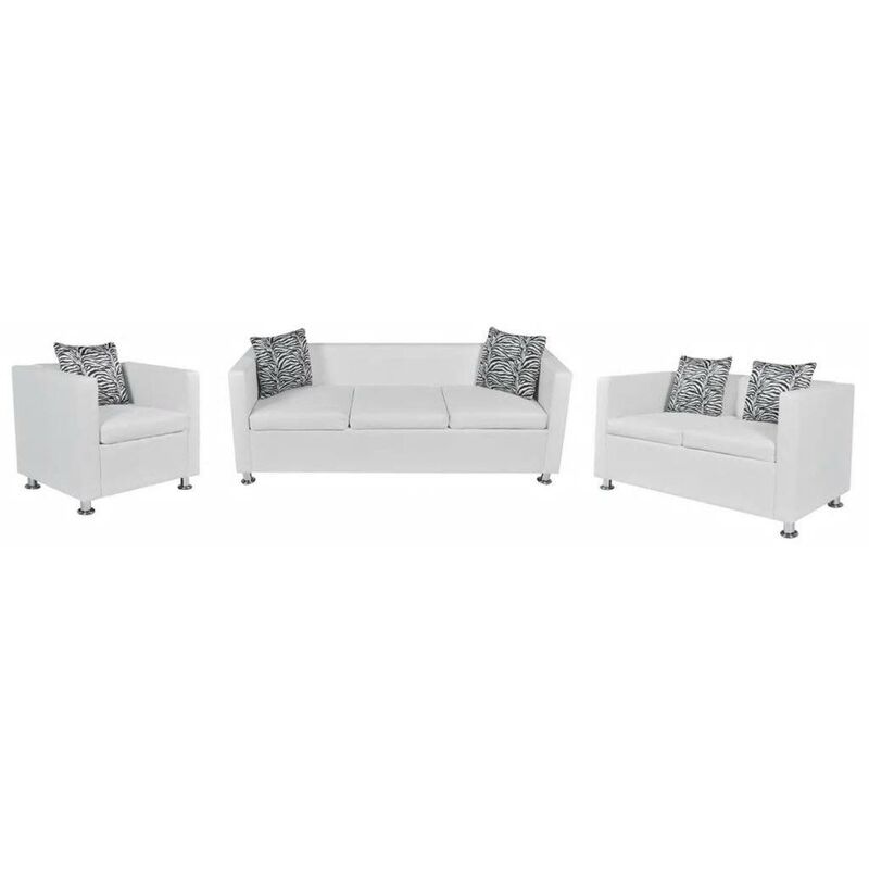 Jeu de canape a 2 places et a 3 places et fauteuil Blanc HDV15753 - Hommoo