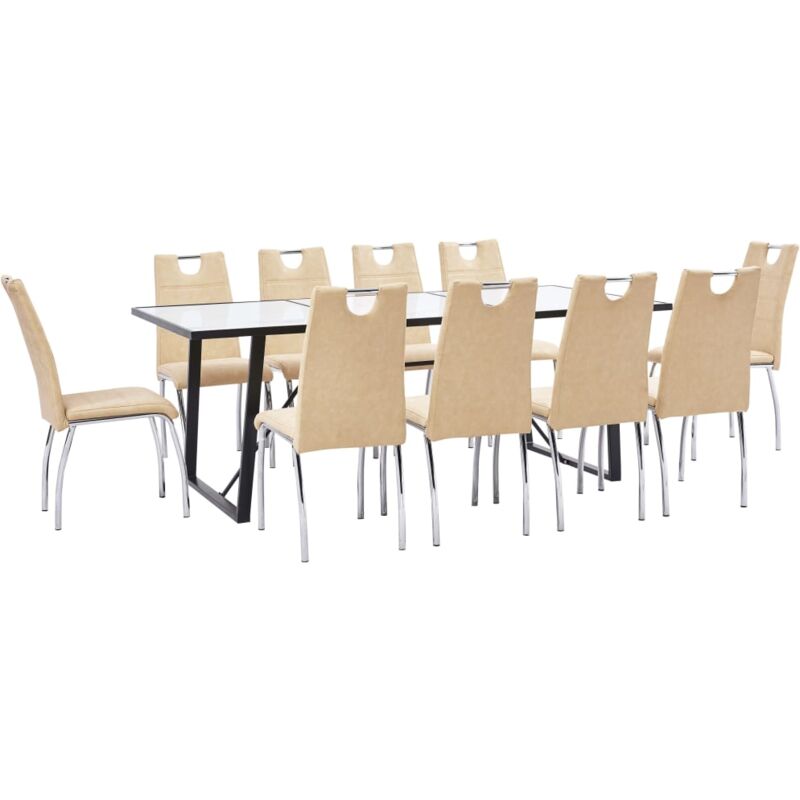 

Hommoo - Juego de comedor 11 piezas cuero sintético color crema