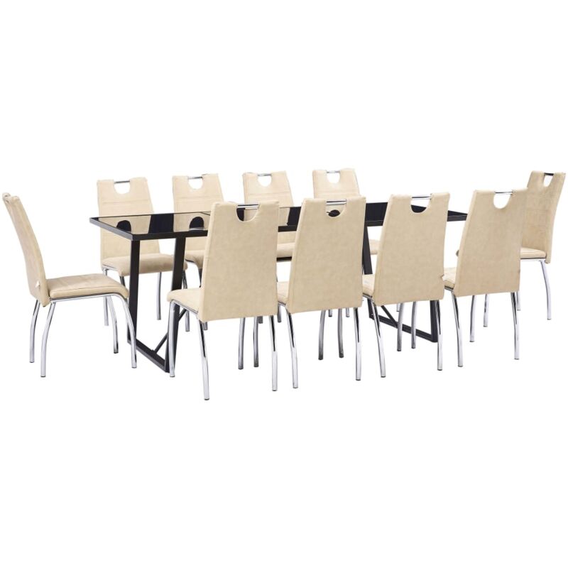 

Hommoo - Juego de comedor 11 piezas cuero sintético color crema