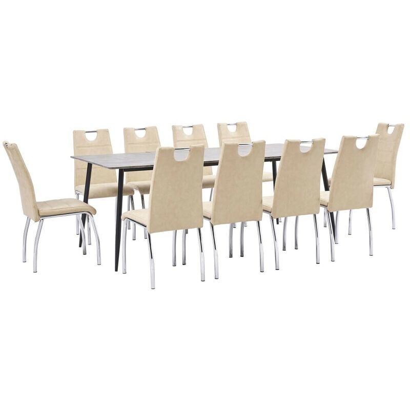 

Hommoo - Juego de comedor 11 piezas cuero sintético color crema