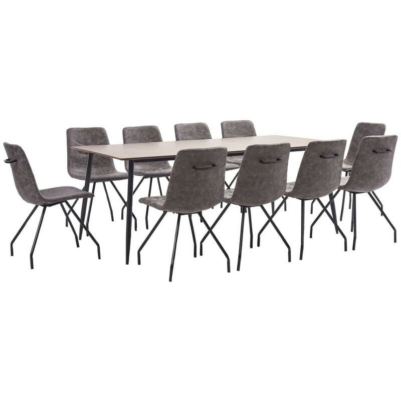 

Juego de comedor 11 piezas cuero sintético marrón oscuro - Hommoo
