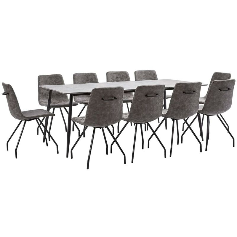 

Hommoo Juego de comedor 11 piezas cuero sintético marrón oscuro