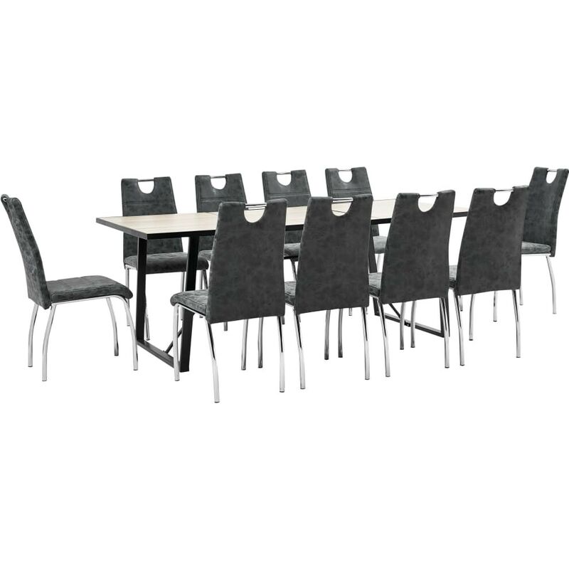 

Juego de comedor 11 piezas cuero sintético negro - Hommoo
