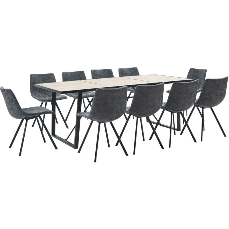 

Hommoo Juego de comedor 11 piezas cuero sintético negro