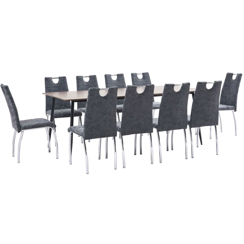 

Juego de comedor 11 piezas cuero sintético negro - Hommoo