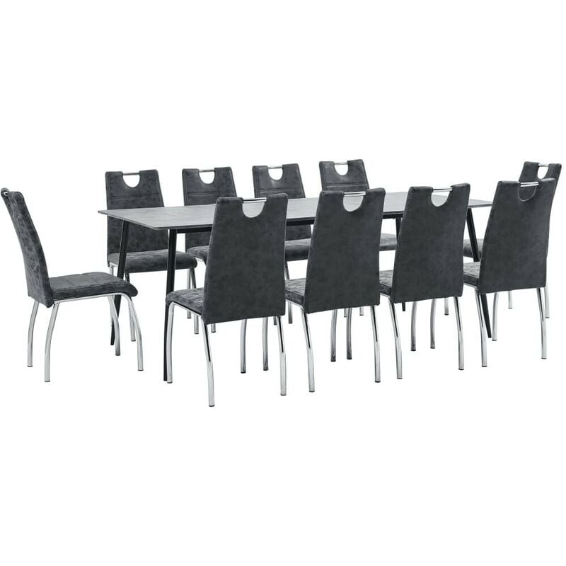 

Juego de comedor 11 piezas cuero sintético negro - Hommoo