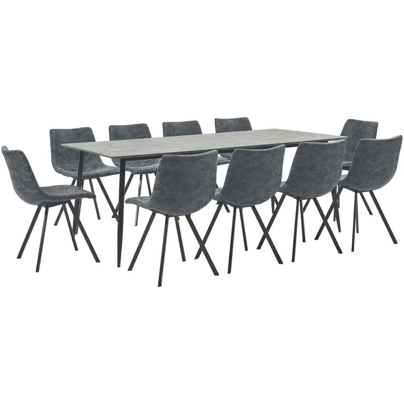 

Juego de comedor 11 piezas cuero sintético negro - Hommoo