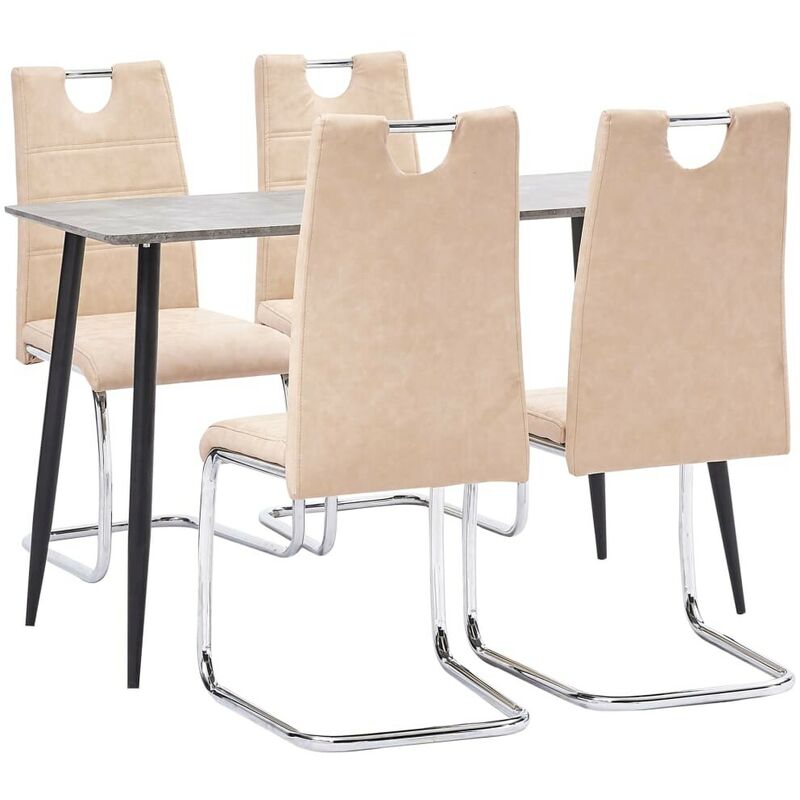 

Juego de comedor 5 piezas cuero sintético color crema - Hommoo