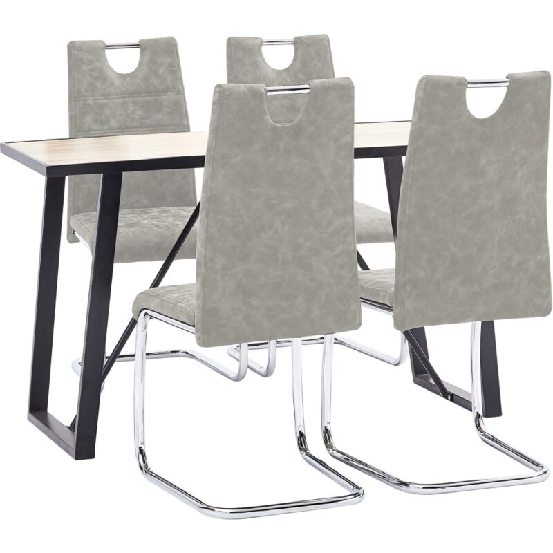 

Juego de comedor 5 piezas cuero sintético gris claro - Hommoo