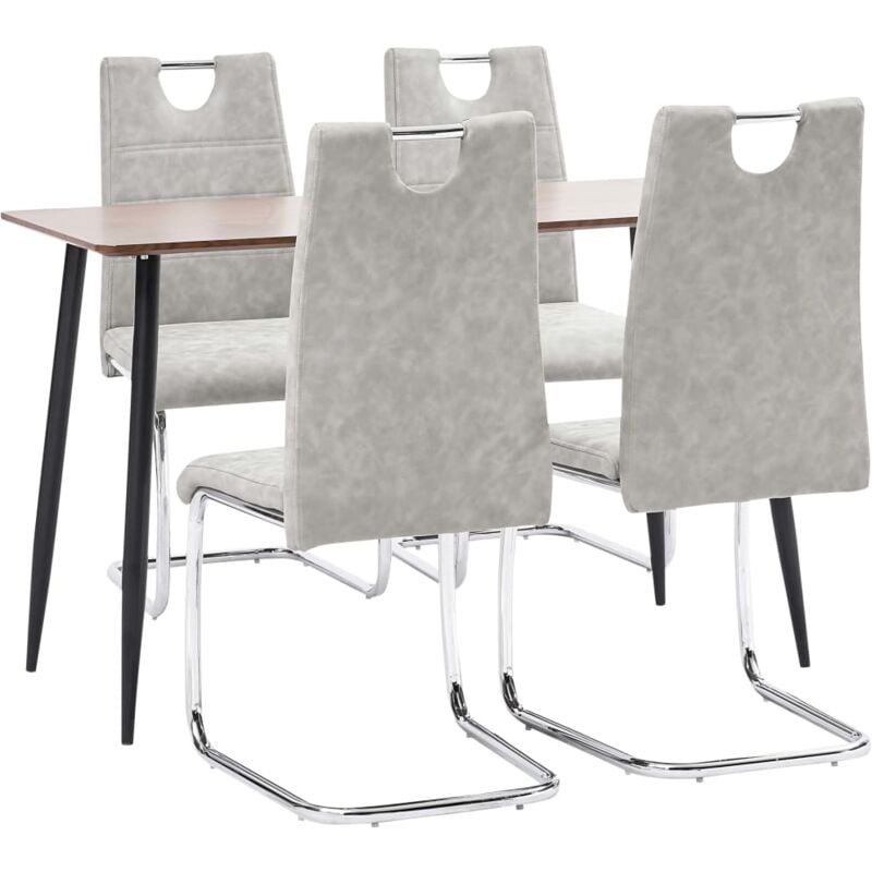 

Juego de comedor 5 piezas cuero sintético gris claro - Hommoo