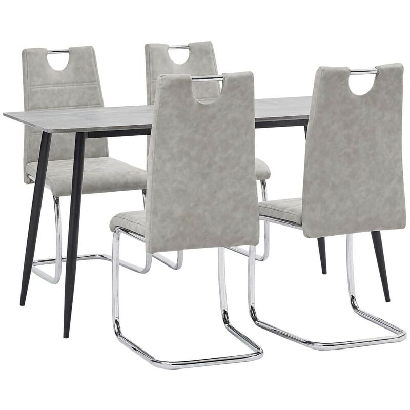 

Juego de comedor 5 piezas cuero sintético gris claro - Hommoo
