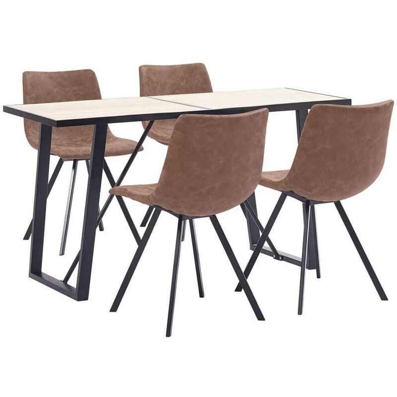 

Juego de comedor 5 piezas cuero sintético marrón intermedio - Hommoo