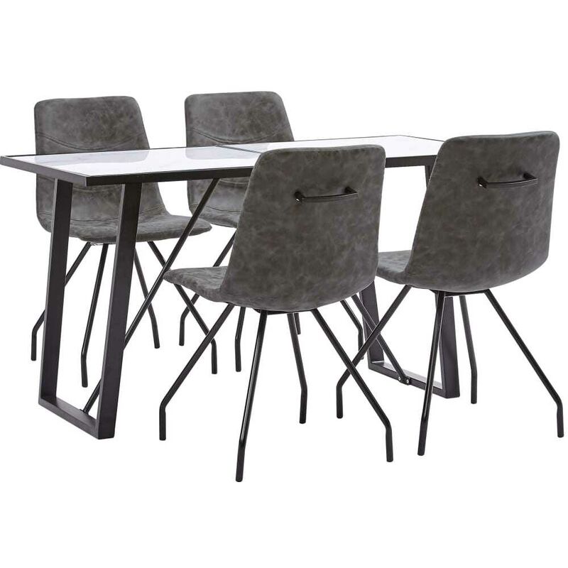 

Juego de comedor 5 piezas cuero sintético marrón oscuro - Hommoo