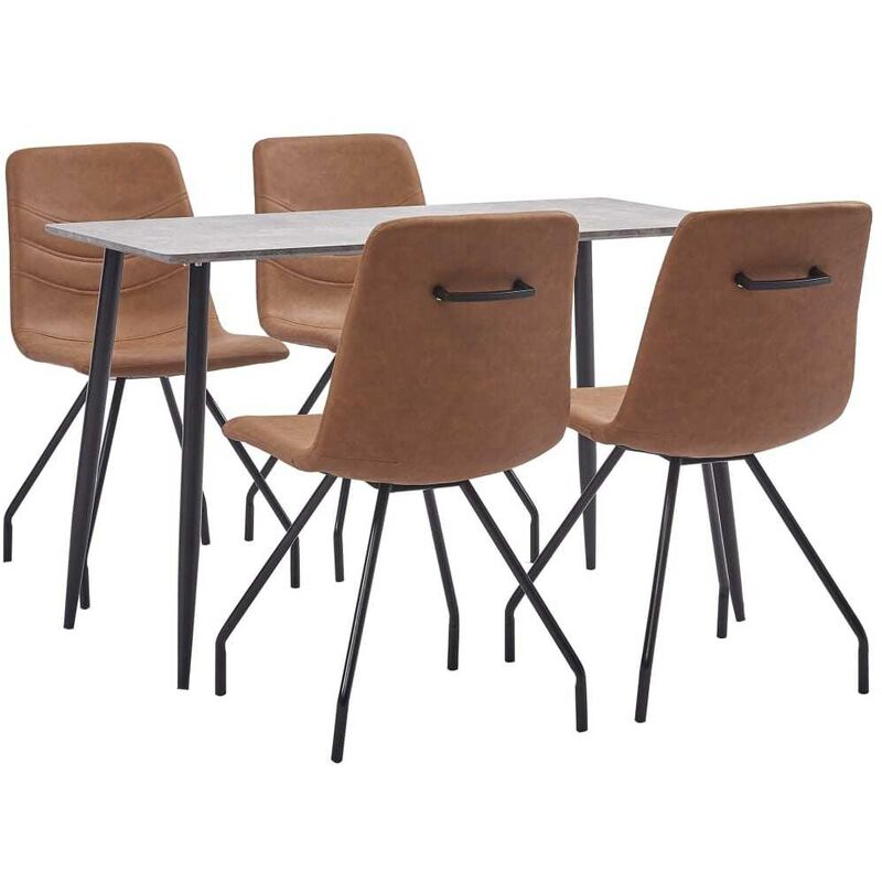 

Juego de comedor 5 piezas cuero sintético marrón - Hommoo