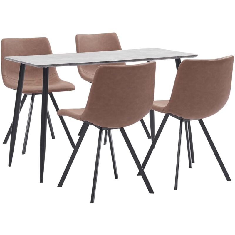 

Juego de comedor 5 piezas cuero sintético marrón intermedio - Hommoo