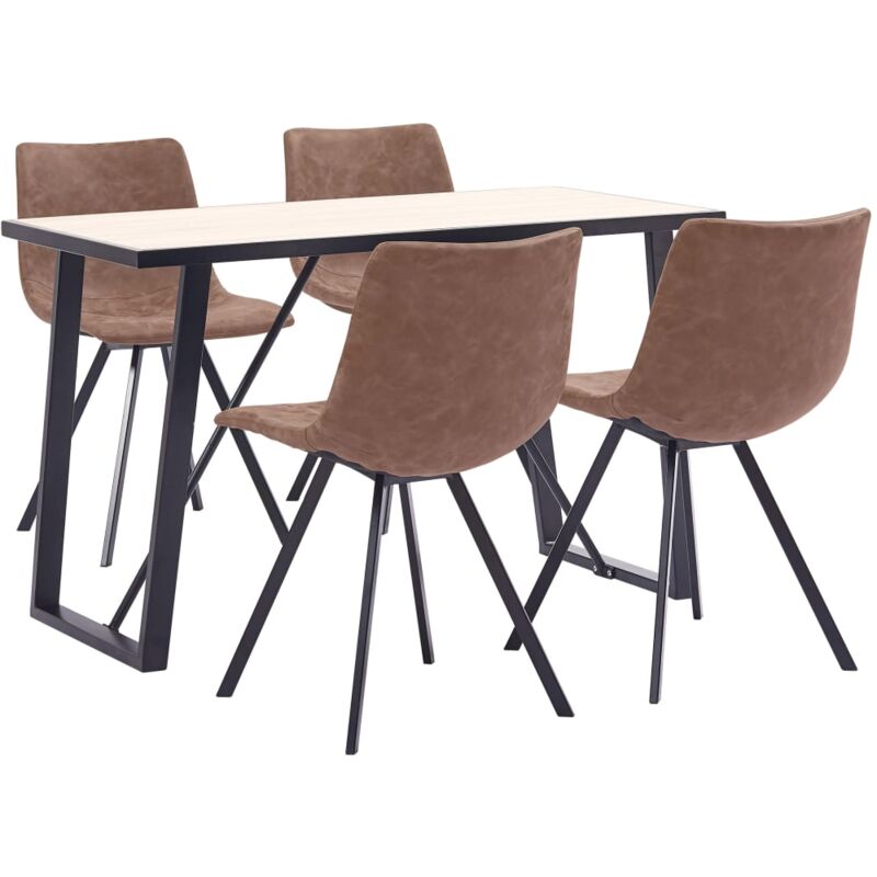 

Juego de comedor 5 piezas cuero sintético marrón intermedio - Hommoo