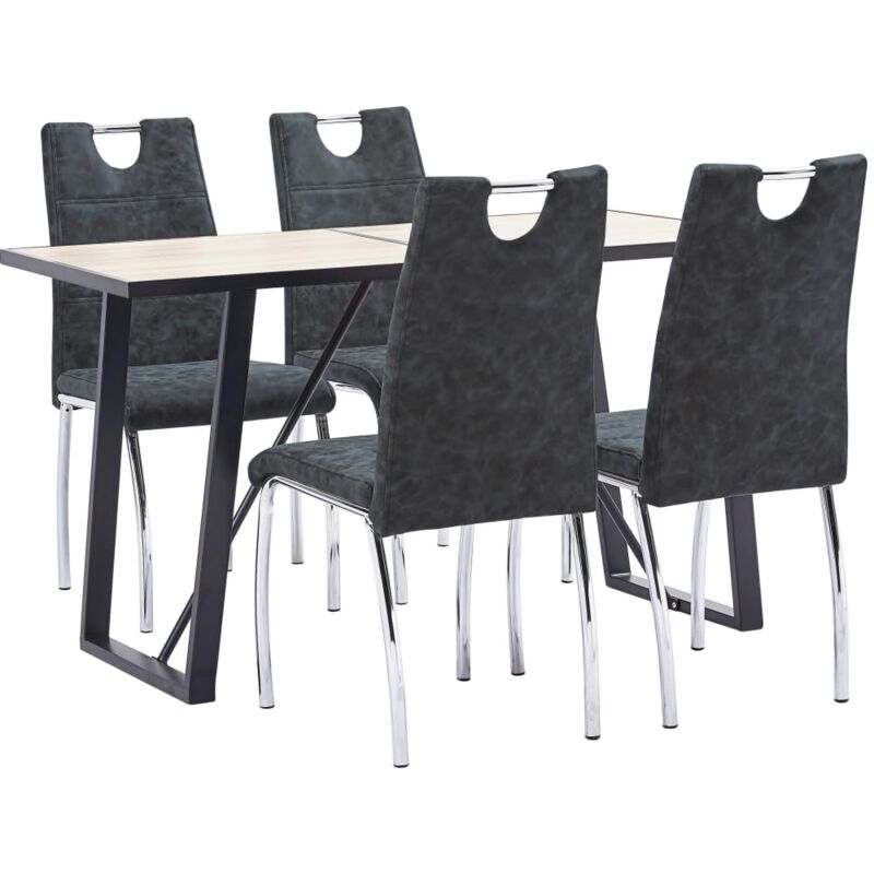

Juego de comedor 5 piezas cuero sintético negro - Hommoo