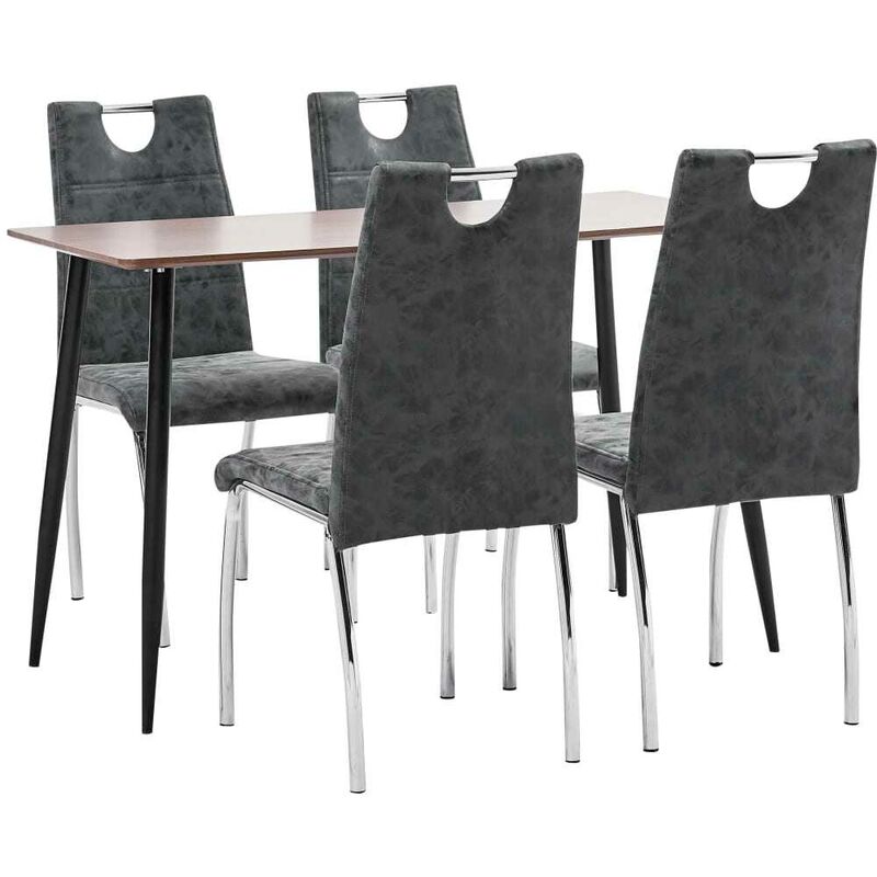 

Juego de comedor 5 piezas cuero sintético negro - Hommoo