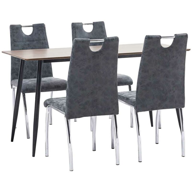 

Juego de comedor 5 piezas cuero sintético negro - Hommoo