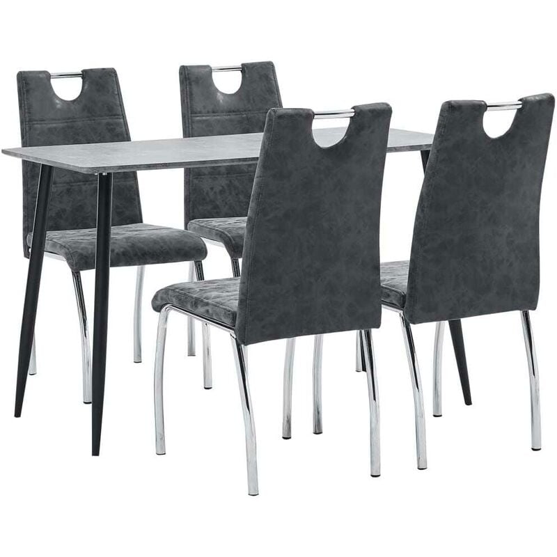 

Juego de comedor 5 piezas cuero sintético negro - Hommoo