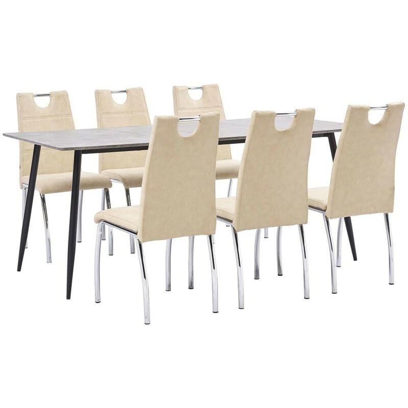 

Hommoo - Juego de comedor 7 piezas cuero sintético color crema