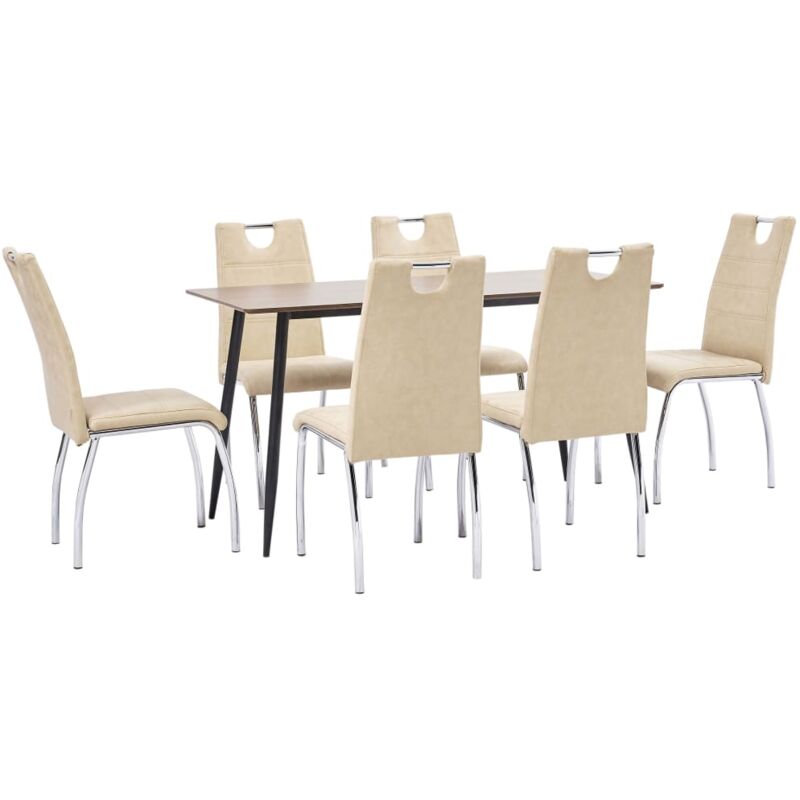 

Hommoo - Juego de comedor 7 piezas cuero sintético color crema